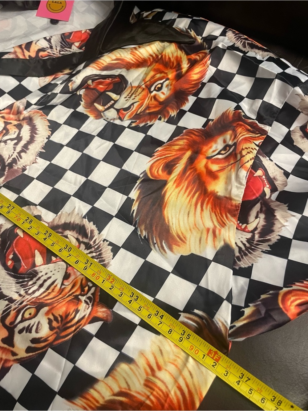 NWT Dressed in Lala Lions Tigers & Check Oh My Satin Set L/XL - Oversized - Picture 5 of 11